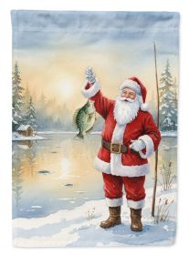 Fishing Santa Claus with Crappie Christmas House Flag Large Porch Sleeve Pole Decorative Outside Yard Banner Artwork Wall Hanging, Polyester