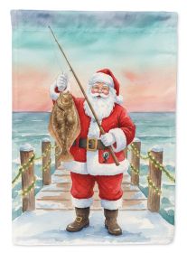 Fishing Santa Claus with Flounder Christmas House Flag Large Porch Sleeve Pole Decorative Outside Yard Banner Artwork Wall Hanging, Polyester