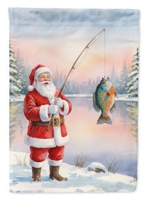 Fishing Santa Claus with Bluegill Christmas House Flag Large Porch Sleeve Pole Decorative Outside Yard Banner Artwork Wall Hanging, Polyester