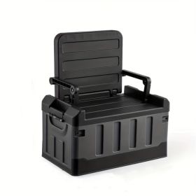 Folding car storage box seat, foldable luggage compartment matte black suitable for family travel, fishing, camping