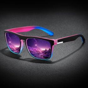 Square Gradient Mutipcolor Polarized Sunglasses Anti Glare Sun Shades For Summer Party Vacation Travel Driving Fishing (Lenses Color: C3)