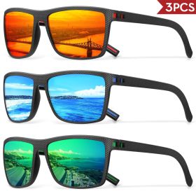 3/4 Pack New Designer Box Polarized Colorful Sunglasses for Men and Women Suitable for Driving, Fishing, Outdoor Sports UV400 (Lenses Color: 3PCS-C13)
