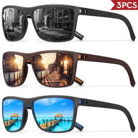3/4 Pack New Designer Box Polarized Colorful Sunglasses for Men and Women Suitable for Driving, Fishing, Outdoor Sports UV400 (Lenses Color: 3PCS-C12)