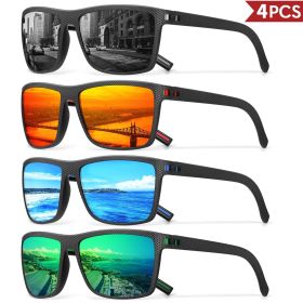 3/4 Pack New Designer Box Polarized Colorful Sunglasses for Men and Women Suitable for Driving, Fishing, Outdoor Sports UV400 (Lenses Color: 4PCS-C16)