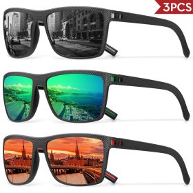 3/4 Pack New Designer Box Polarized Colorful Sunglasses for Men and Women Suitable for Driving, Fishing, Outdoor Sports UV400 (Lenses Color: 3PCS-C3)