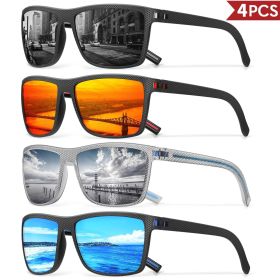 3/4 Pack New Designer Box Polarized Colorful Sunglasses for Men and Women Suitable for Driving, Fishing, Outdoor Sports UV400 (Lenses Color: 4PCS-C15)