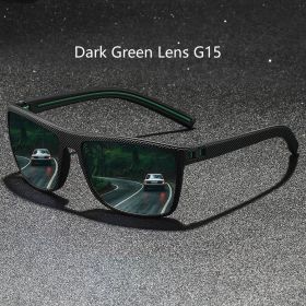 Classic Vintage Check Pattern Square Sunglasses Men Women Fashion Fishing Driving Man Sun Glasses UV400 Retro Eyewear (Frame Color: ZENOTTIC, Lenses Color: Dark Green G15)
