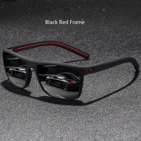 Classic Vintage Check Pattern Square Sunglasses Men Women Fashion Fishing Driving Man Sun Glasses UV400 Retro Eyewear (Frame Color: ZENOTTIC, Lenses Color: Black Red)