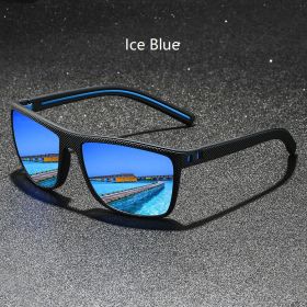 Classic Vintage Check Pattern Square Sunglasses Men Women Fashion Fishing Driving Man Sun Glasses UV400 Retro Eyewear (Frame Color: ZENOTTIC, Lenses Color: Ice Blue Mirror)