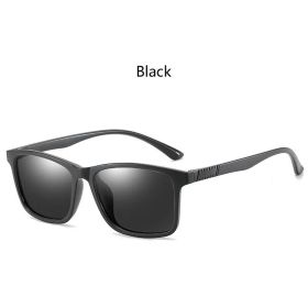 Luxury Men Polarized Sunglasses Fashion Vintage Square Ultra Light TR90 Frame Driving Fishing Sun Glasses For Man UV400 Eyewear (Lenses Color: 317(Black))