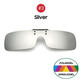 VIVIBEE Siamese Men Square Clip on Polarized Night Driving Glasses with Yellow 2023 Fishing Women Sunglasses Clips (Frame Color: With Plastic Case, Lenses Color: 3 Silver)