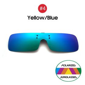 VIVIBEE Siamese Men Square Clip on Polarized Night Driving Glasses with Yellow 2023 Fishing Women Sunglasses Clips (Frame Color: With Plastic Case, Lenses Color: 4 Yellow Blue)