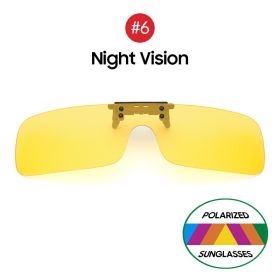 VIVIBEE Siamese Men Square Clip on Polarized Night Driving Glasses with Yellow 2023 Fishing Women Sunglasses Clips (Frame Color: Without Plastic Case, Lenses Color: 6 Night Vision)