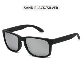 Classic Black Square Polarized Sunglasses Men Women Fashion Sports Sun Glasses Male Stylish Outdoor Driving Fishing Shades (Lenses Color: Black Silver)