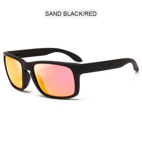 Classic Black Square Polarized Sunglasses Men Women Fashion Sports Sun Glasses Male Stylish Outdoor Driving Fishing Shades (Lenses Color: Black Red)