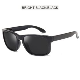 Classic Black Square Polarized Sunglasses Men Women Fashion Sports Sun Glasses Male Stylish Outdoor Driving Fishing Shades (Lenses Color: Bright Black Black)