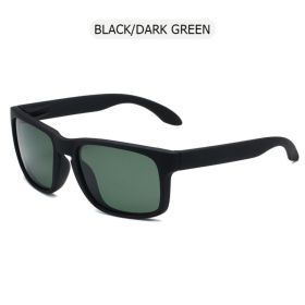 Classic Black Square Polarized Sunglasses Men Women Fashion Sports Sun Glasses Male Stylish Outdoor Driving Fishing Shades (Lenses Color: Black Dark Green)