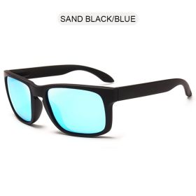 Classic Black Square Polarized Sunglasses Men Women Fashion Sports Sun Glasses Male Stylish Outdoor Driving Fishing Shades (Lenses Color: Black Blue)