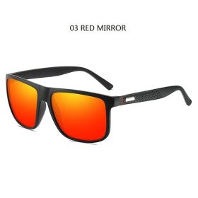 Fashion Vintage Square Sunglasses Men Women Luxury Brand Designer Men's Sun Glasses Driving Fishing UV400 Eyewear Man (Lenses Color: 03 Red Mirror)