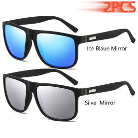 Fashion Vintage Square Sunglasses Men Women Luxury Brand Designer Men's Sun Glasses Driving Fishing UV400 Eyewear Man (Lenses Color: IceBlue-SilveMirror)