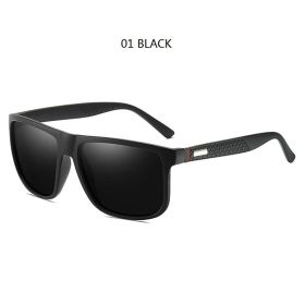 Fashion Vintage Square Sunglasses Men Women Luxury Brand Designer Men's Sun Glasses Driving Fishing UV400 Eyewear Man (Lenses Color: 01 Black)