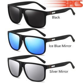 Fashion Vintage Square Sunglasses Men Women Luxury Brand Designer Men's Sun Glasses Driving Fishing UV400 Eyewear Man (Lenses Color: Black-IceBlue-Silver)