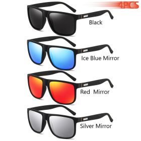 Fashion Vintage Square Sunglasses Men Women Luxury Brand Designer Men's Sun Glasses Driving Fishing UV400 Eyewear Man (Lenses Color: Black-Blue-Red-Silve)