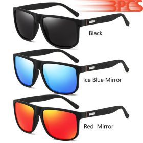 Fashion Vintage Square Sunglasses Men Women Luxury Brand Designer Men's Sun Glasses Driving Fishing UV400 Eyewear Man (Lenses Color: Black-IceBlue-Red)