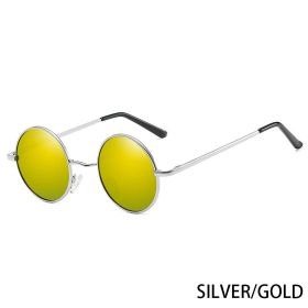 RUOBO Retro Polarized Round Metal Frame Sunglasses Eyewear For Men and Women Driving Fishing Brand Designer Sun Glasses UV400 (Frame Color: Metal Frame, Lenses Color: C7)