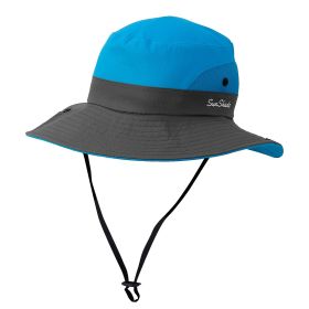 Women Summer Sun Bucket Hats Foldable UV Protection Cotton Cap Wide Brim Floppy Cap Packable Ponytail Mesh Travel Hat For Beach Fishing Camping T (Color: Blue, size: One size)