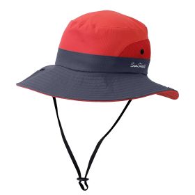 Women Summer Sun Bucket Hats Foldable UV Protection Cotton Cap Wide Brim Floppy Cap Packable Ponytail Mesh Travel Hat For Beach Fishing Camping T (Color: Dark Red, size: One size)