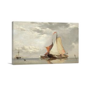 Dutch Fishing Craft Off Fort Lillo (Type: Standard Framed Canvas Print, size: 28" x 20" / 70cm x 50cm (approx))