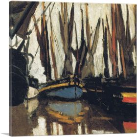 Fishing Boats at Honfleur (Type: Standard Framed Canvas Print, size: 12" x 12" / 30cm x 30cm (approx))